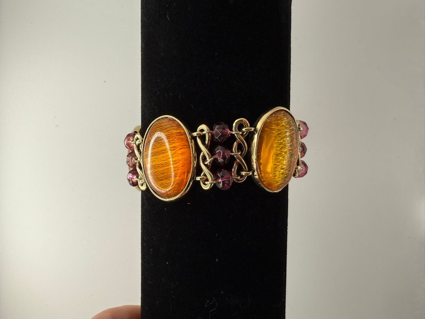Vintage Amber Garnet Glow Bracelet 6.75"