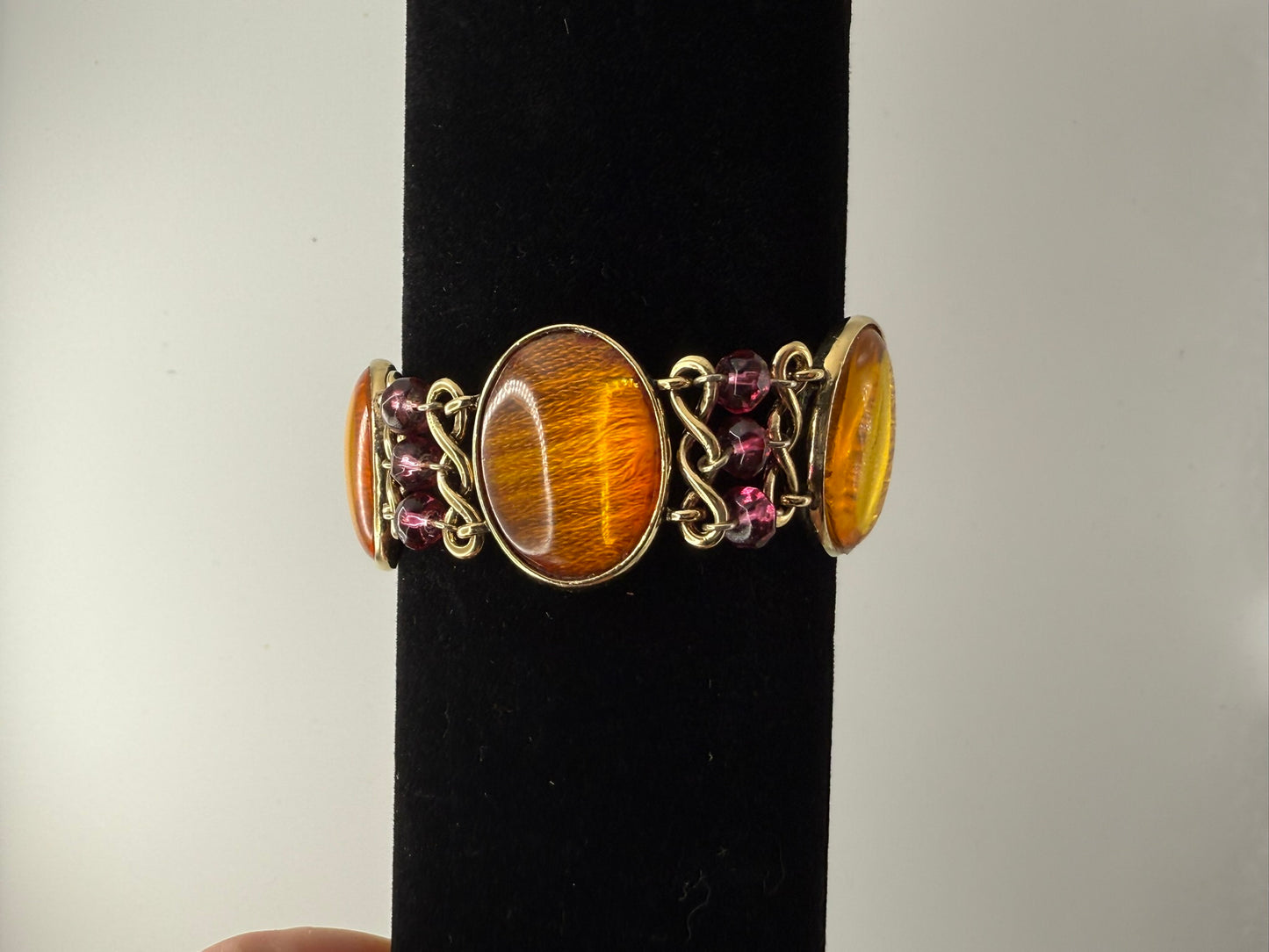 Vintage Amber Garnet Glow Bracelet 6.75"