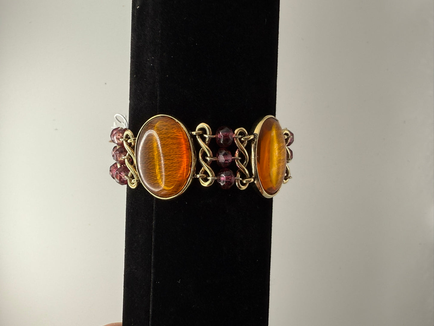 Vintage Amber Garnet Glow Bracelet 6.75"