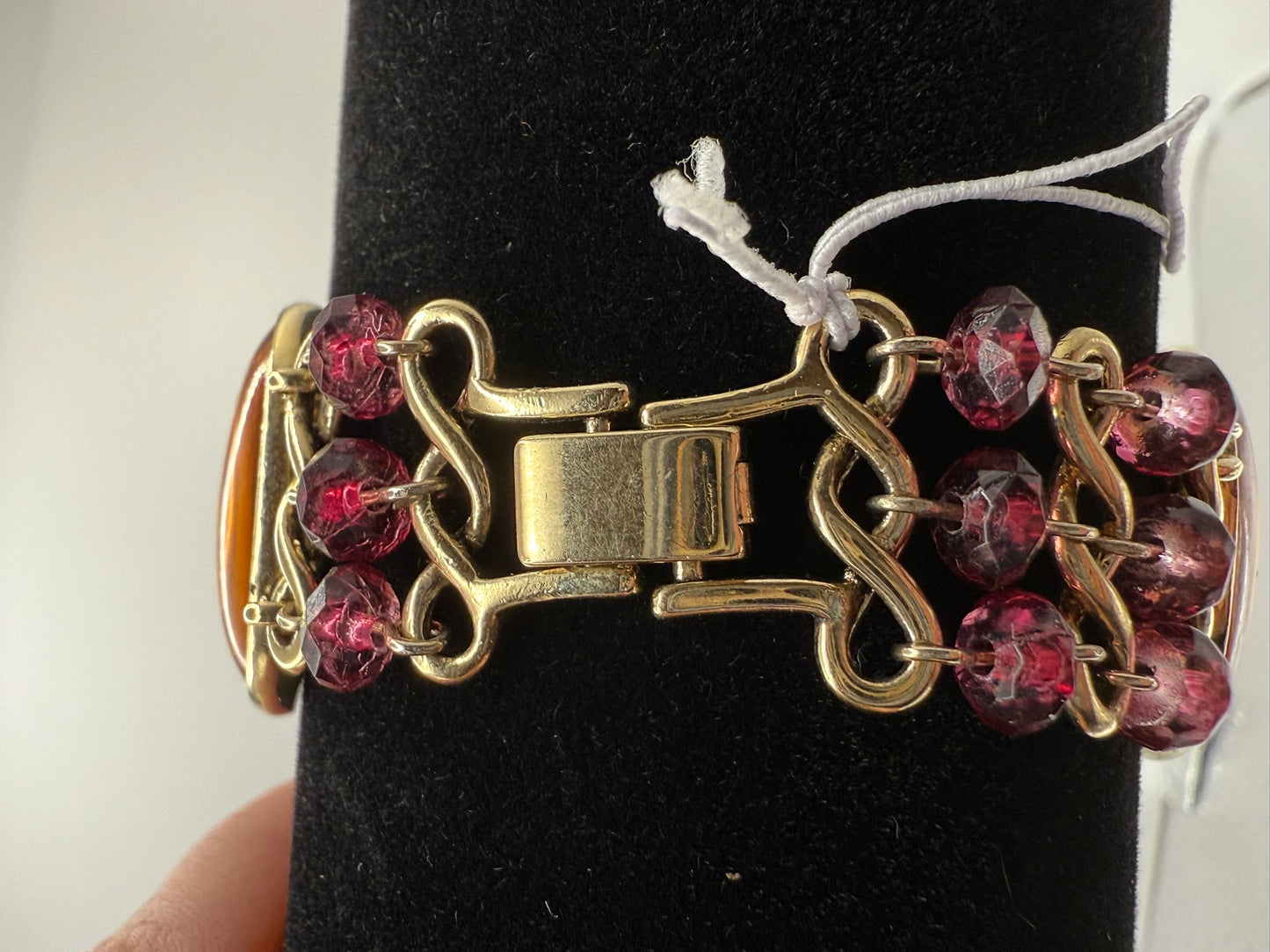 Vintage Amber Garnet Glow Bracelet 6.75"