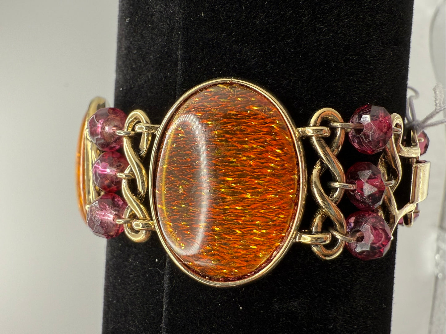 Vintage Amber Garnet Glow Bracelet 6.75"
