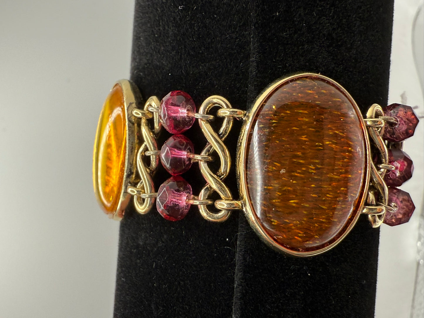 Vintage Amber Garnet Glow Bracelet 6.75"