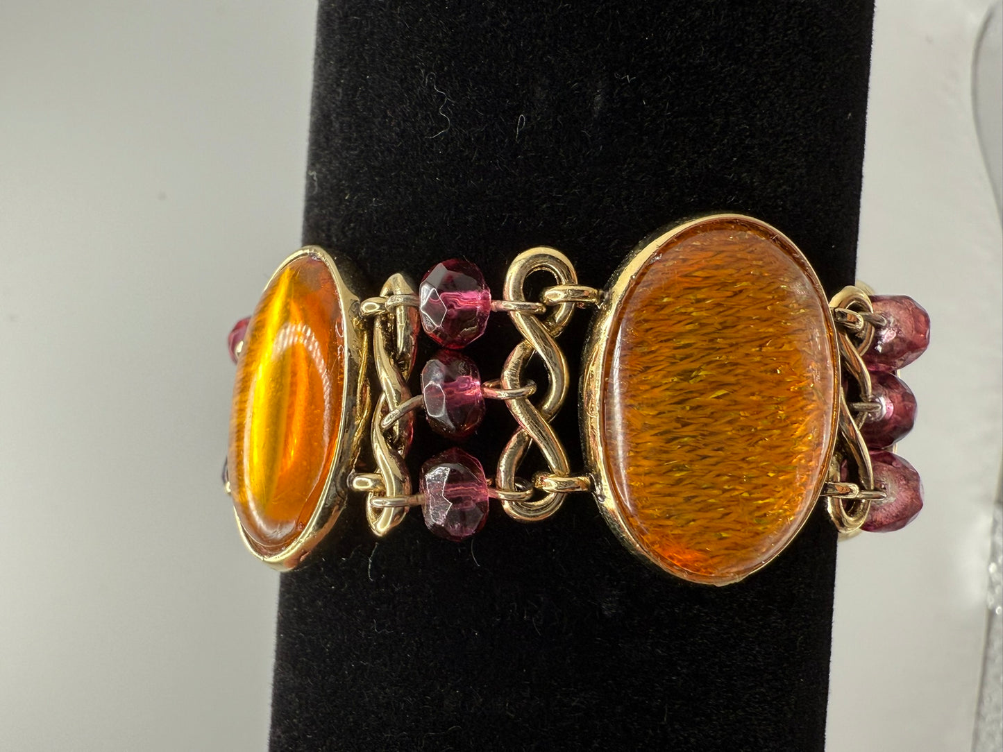Vintage Amber Garnet Glow Bracelet 6.75"