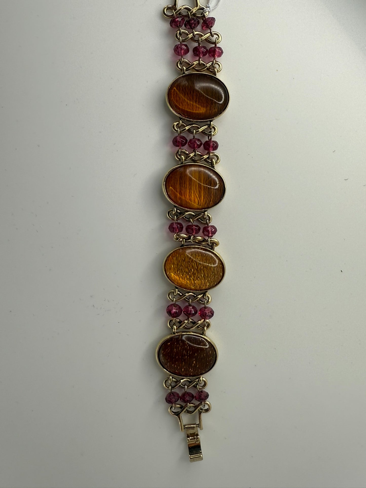 Vintage Amber Garnet Glow Bracelet 6.75"