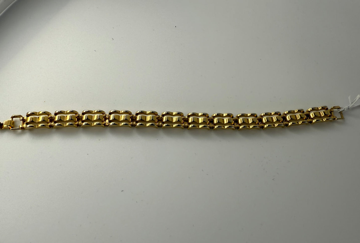 Vintage Signed Monet Golden Column Link Bracelet 6.5"