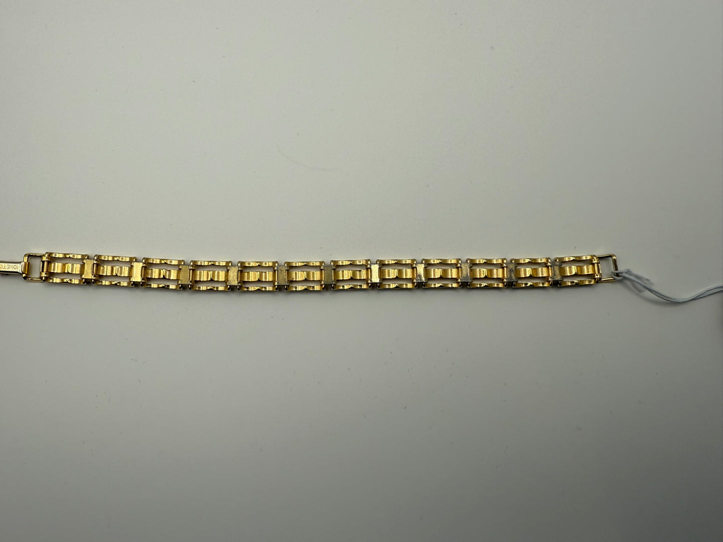 Vintage Signed Monet Golden Column Link Bracelet 6.5"
