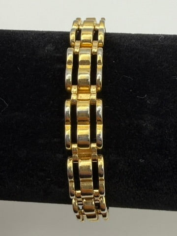 Vintage Signed Monet Golden Column Link Bracelet 6.5"