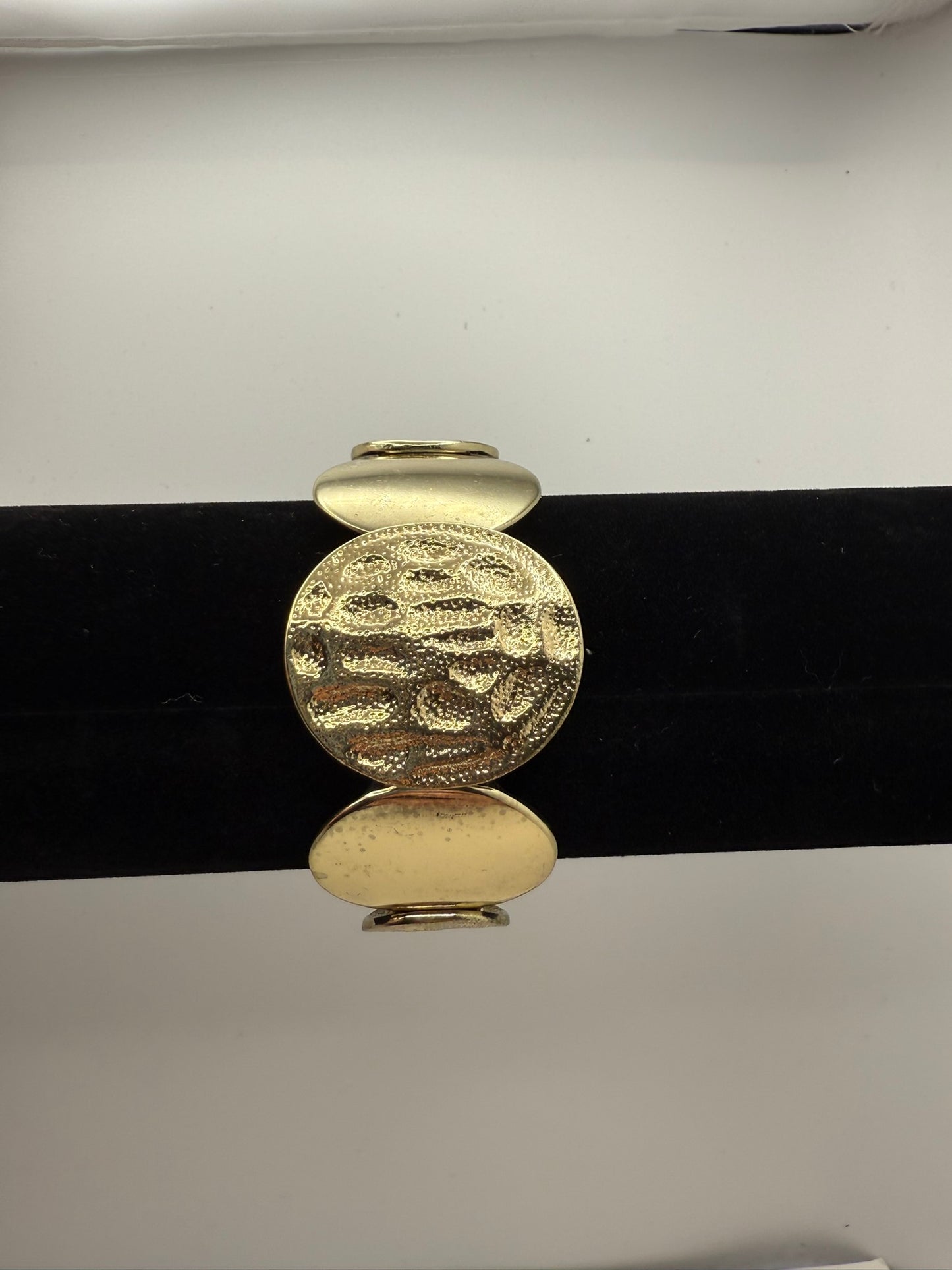 Vintage Gilded Disc Statement Bracelet 6.5-7.5"