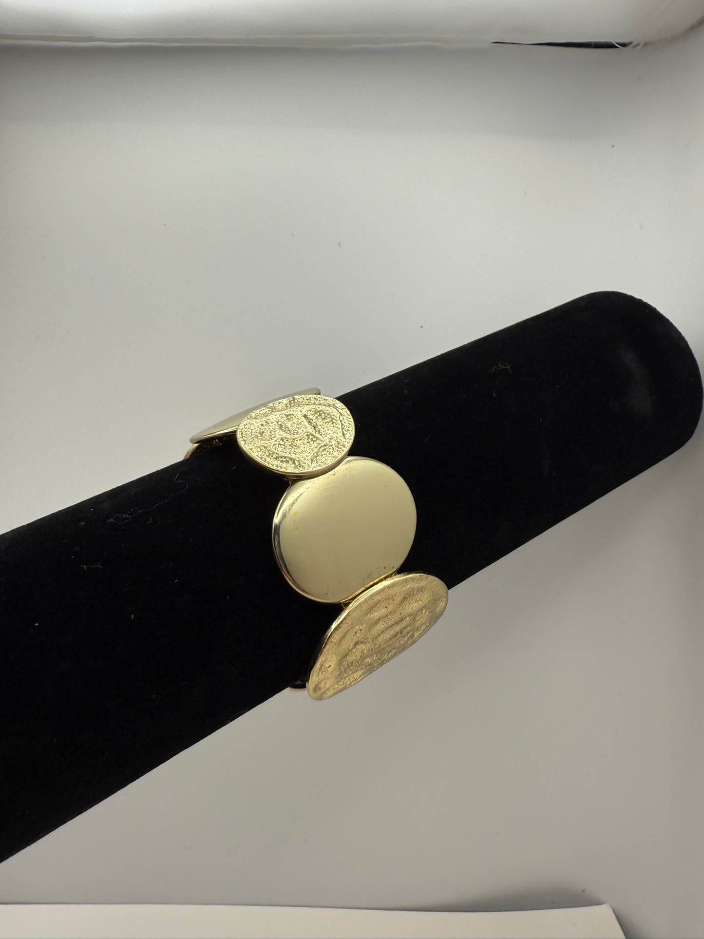 Vintage Gilded Disc Statement Bracelet 6.5-7.5"