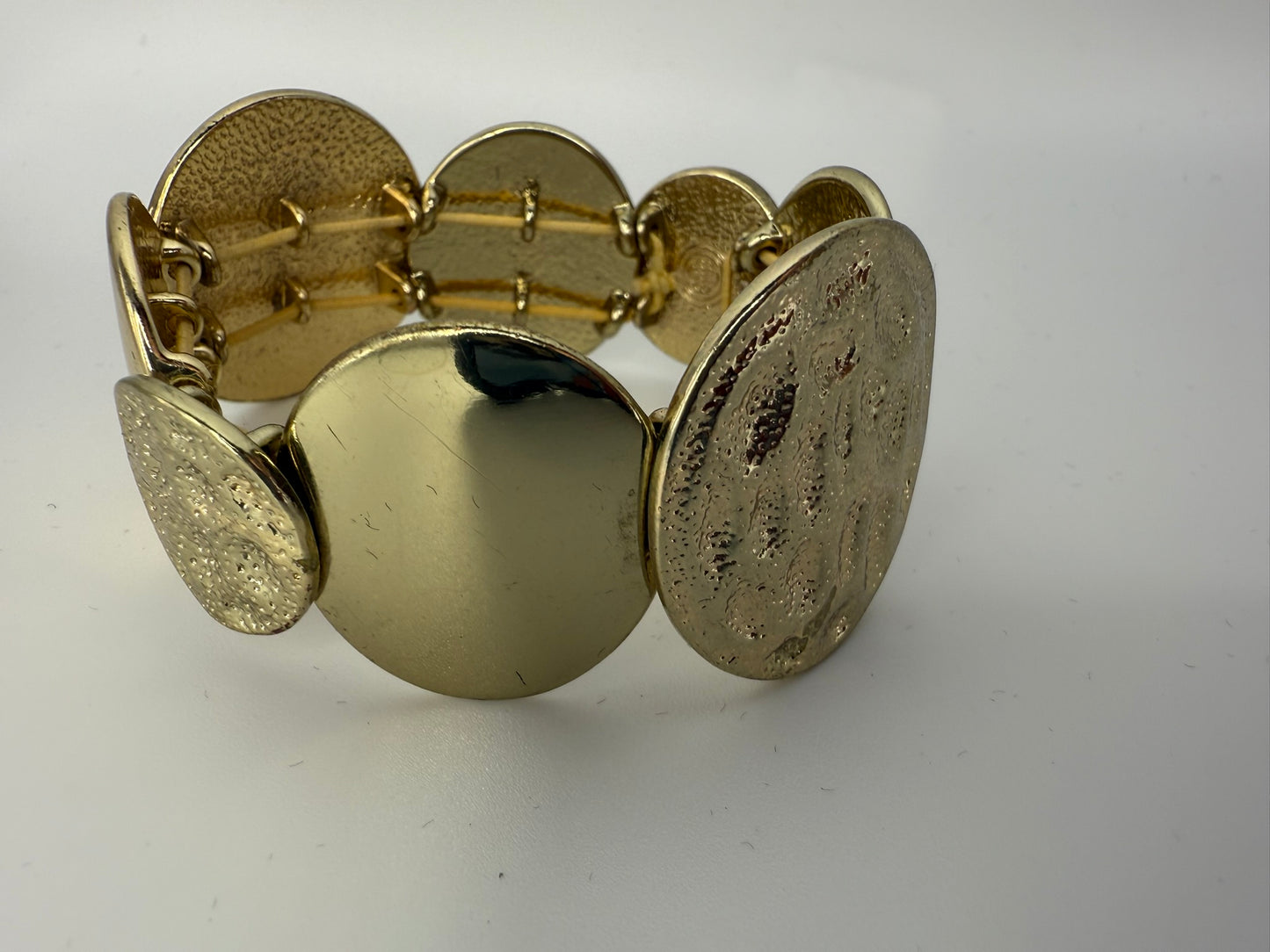 Vintage Gilded Disc Statement Bracelet 6.5-7.5"