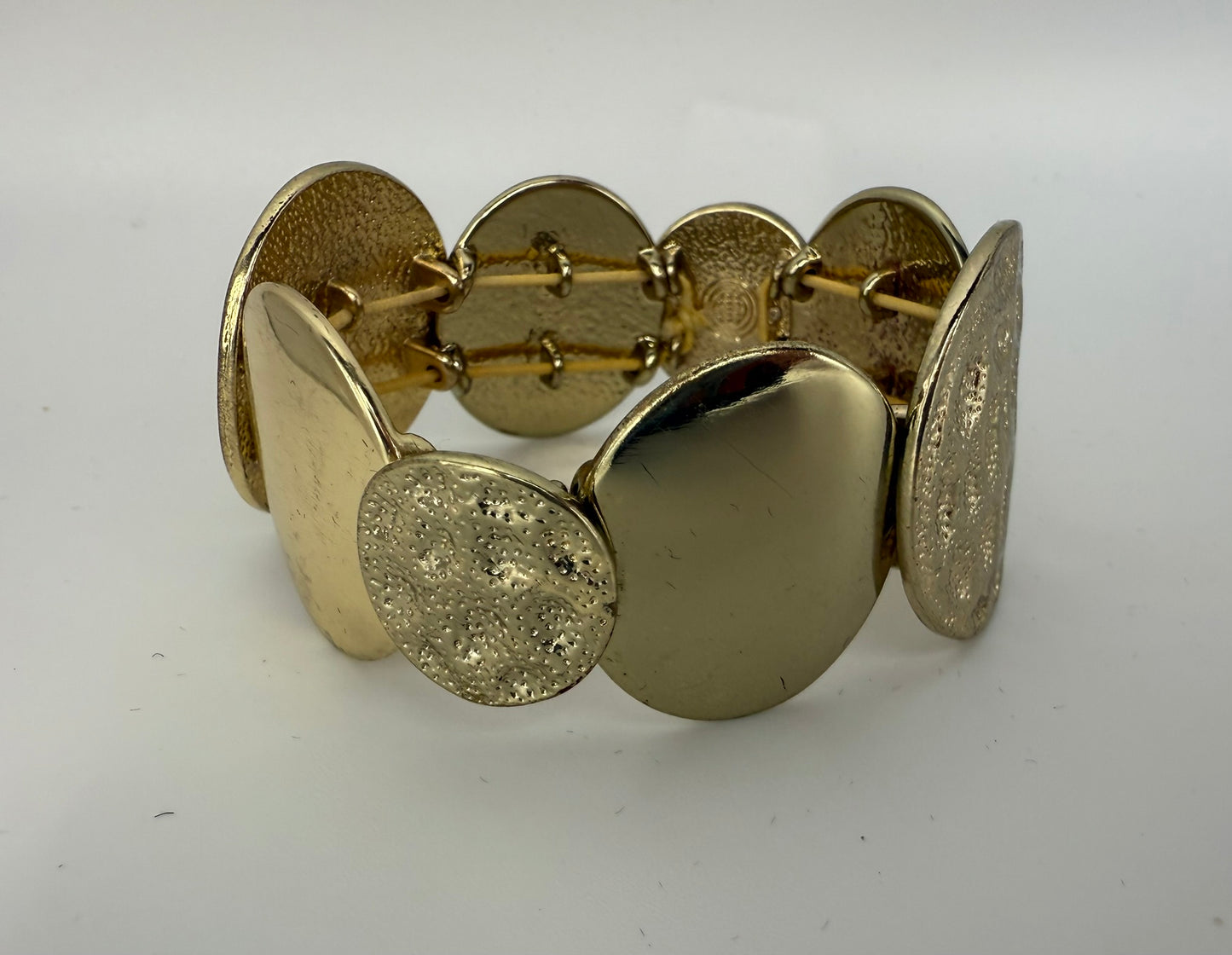 Vintage Gilded Disc Statement Bracelet 6.5-7.5"