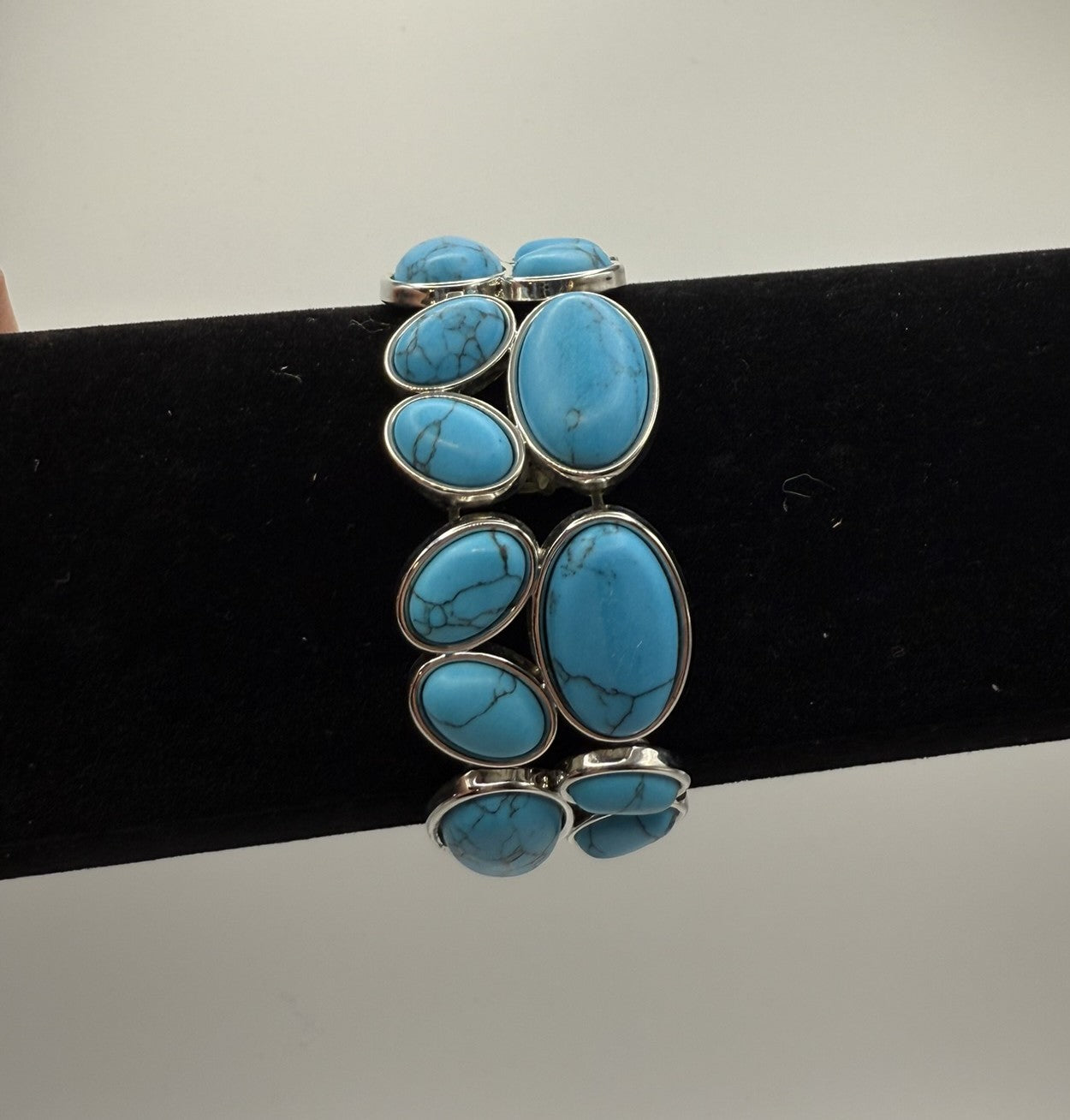 Vintage Azure Stone Statement Bracelet 7-7.5"