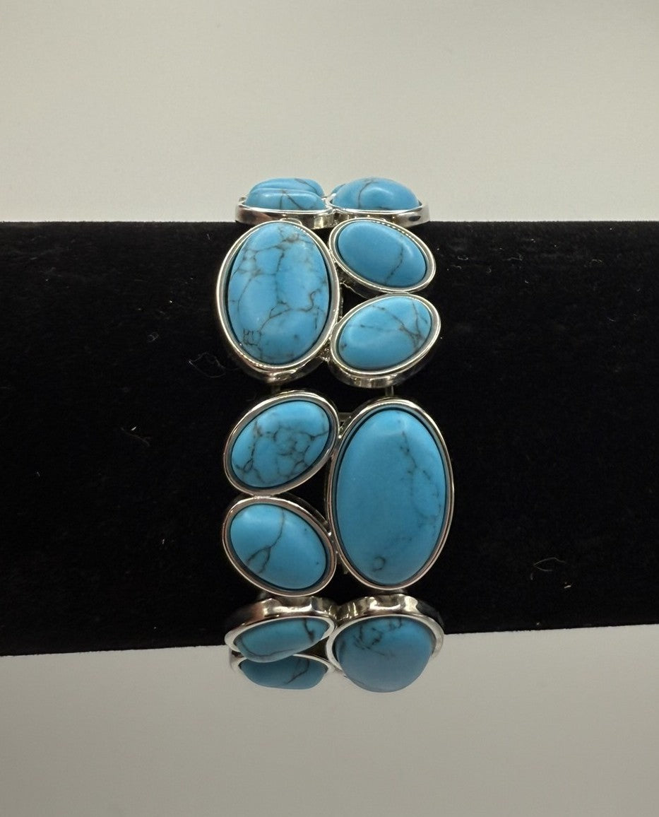 Vintage Azure Stone Statement Bracelet 7-7.5"