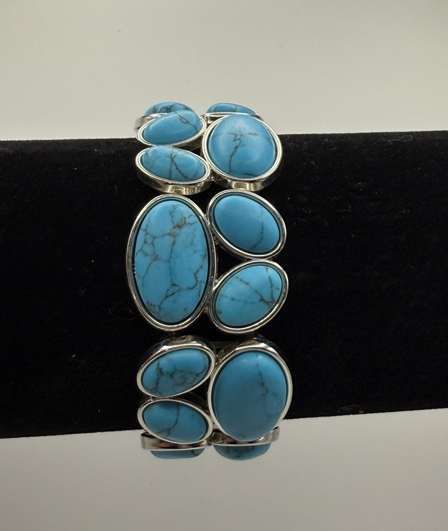 Vintage Azure Stone Statement Bracelet 7-7.5"