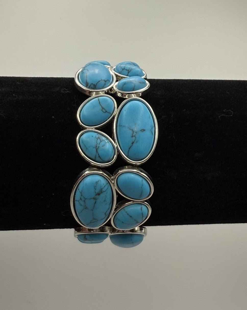 Vintage Azure Stone Statement Bracelet 7-7.5"