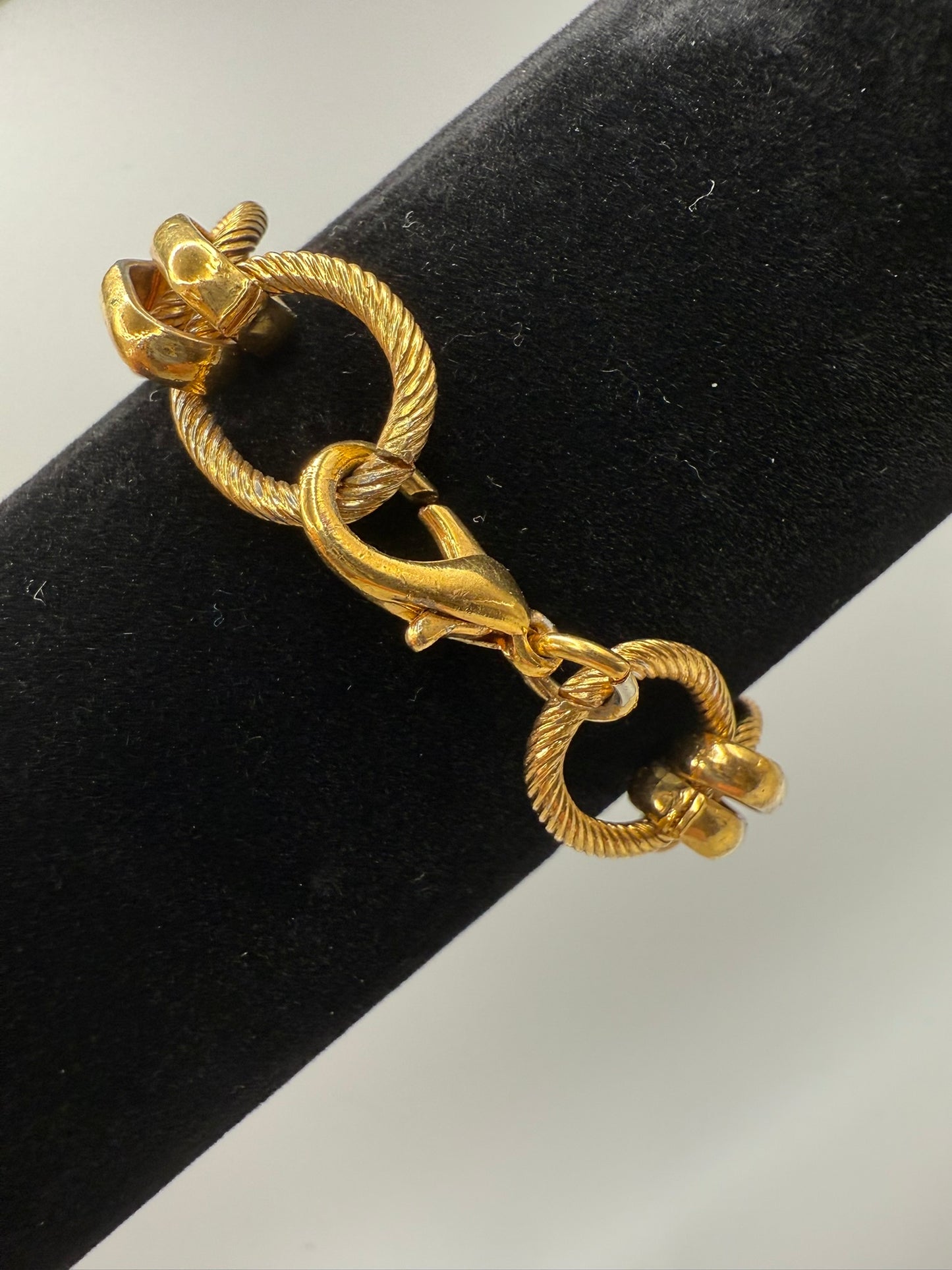 Vintage Golden Rope Link Bracelet 6.5"