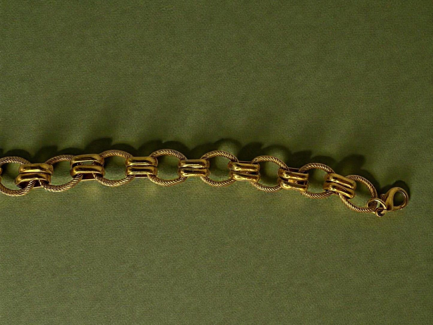Vintage Golden Rope Link Bracelet 6.5"