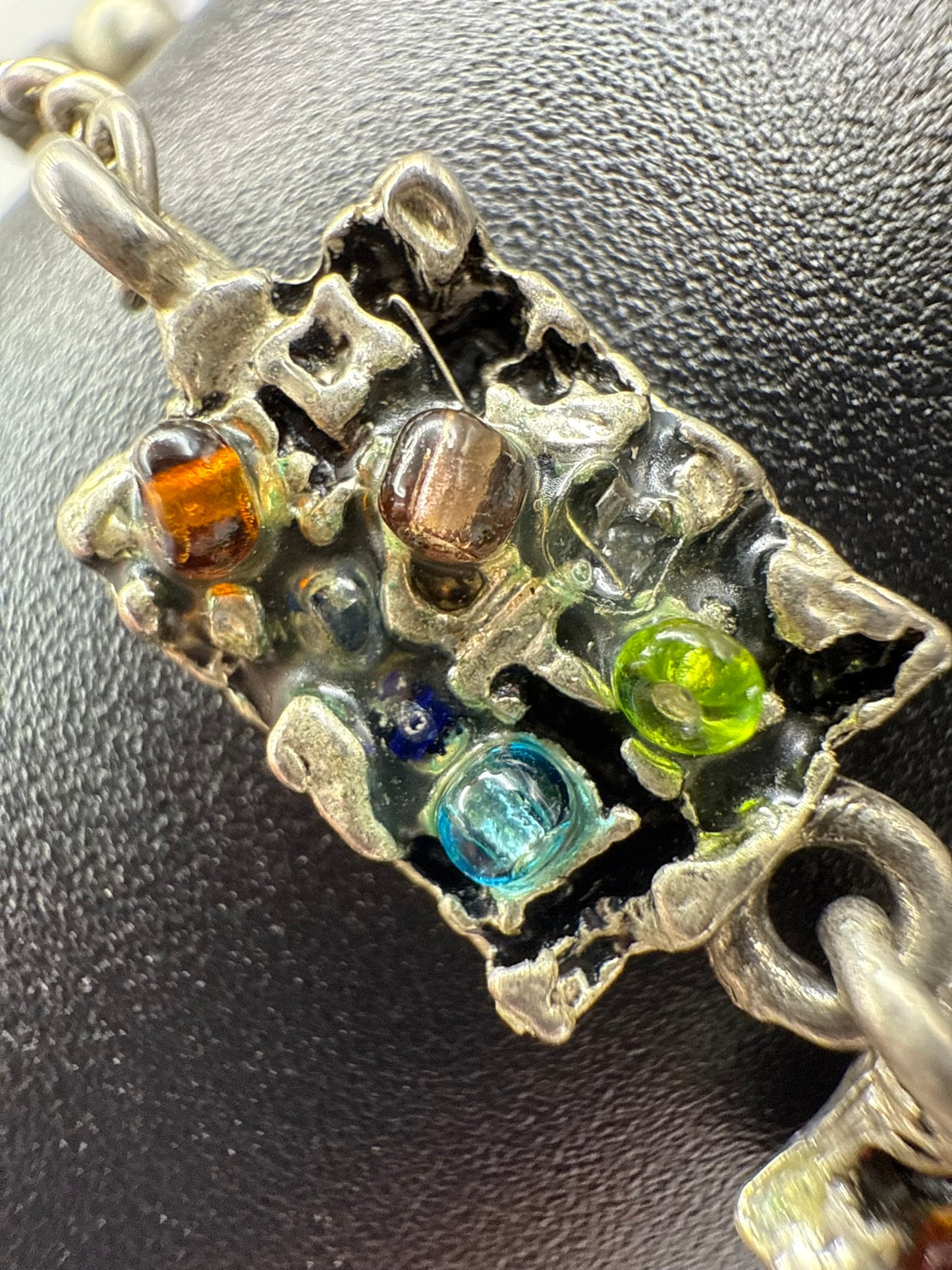 Vintage Confetti Mosaic Link Bracelet 6-7.5"