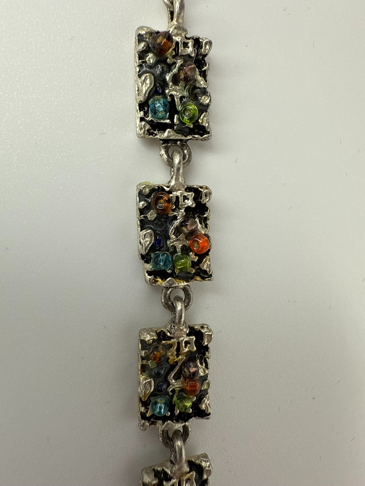 Vintage Confetti Mosaic Link Bracelet 6-7.5"