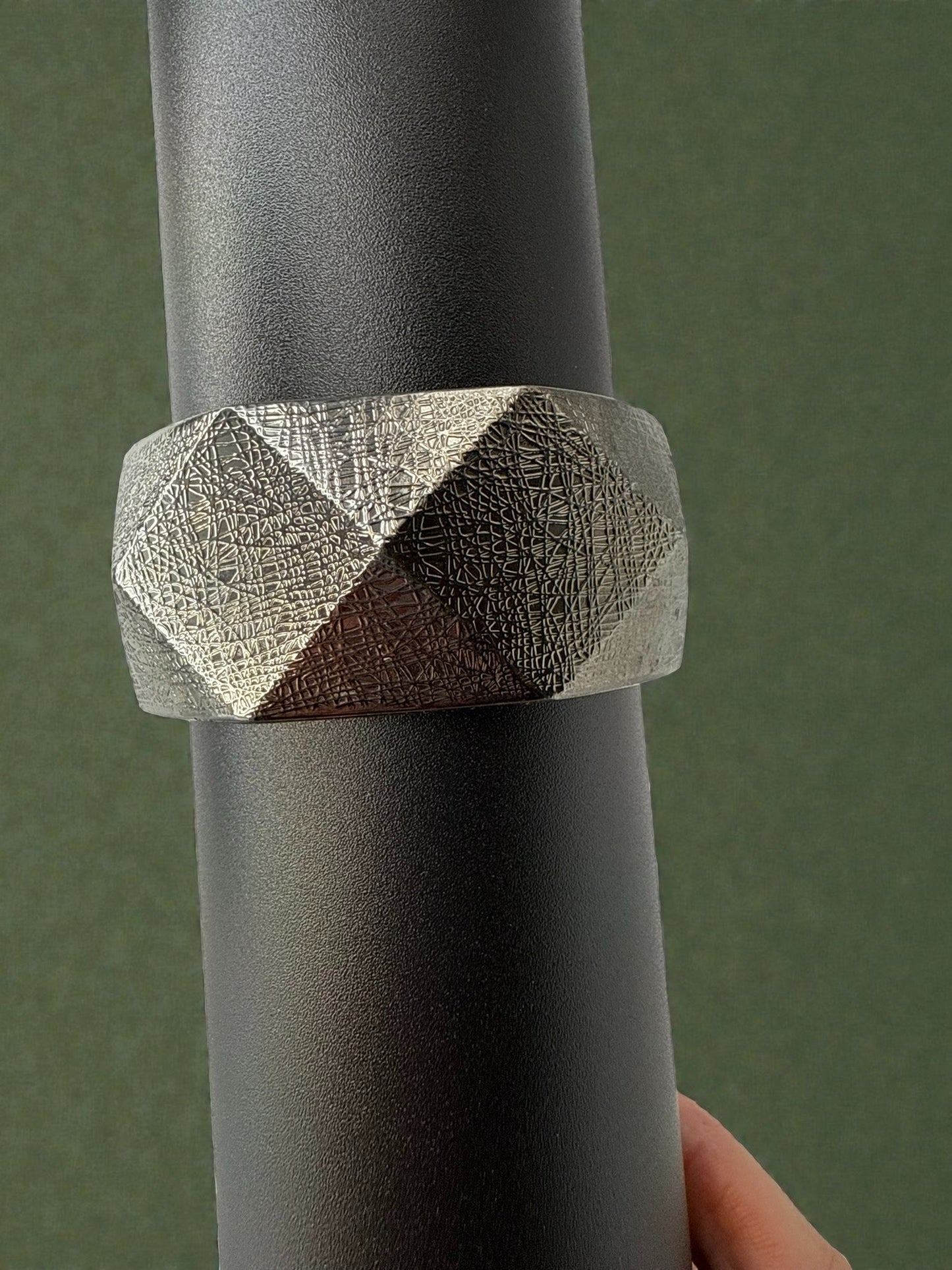 Vintage Textured Geo Clamper Bracelet 6.5"