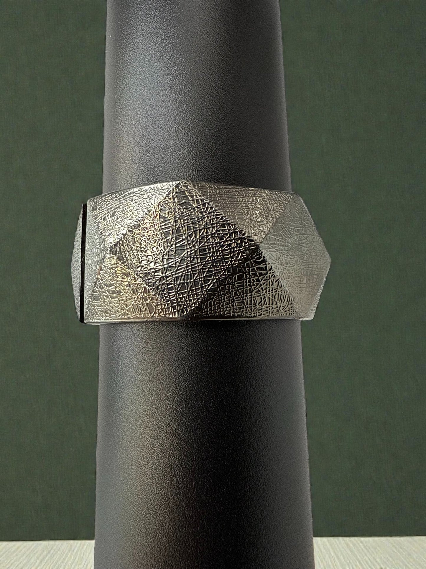 Vintage Textured Geo Clamper Bracelet 6.5"