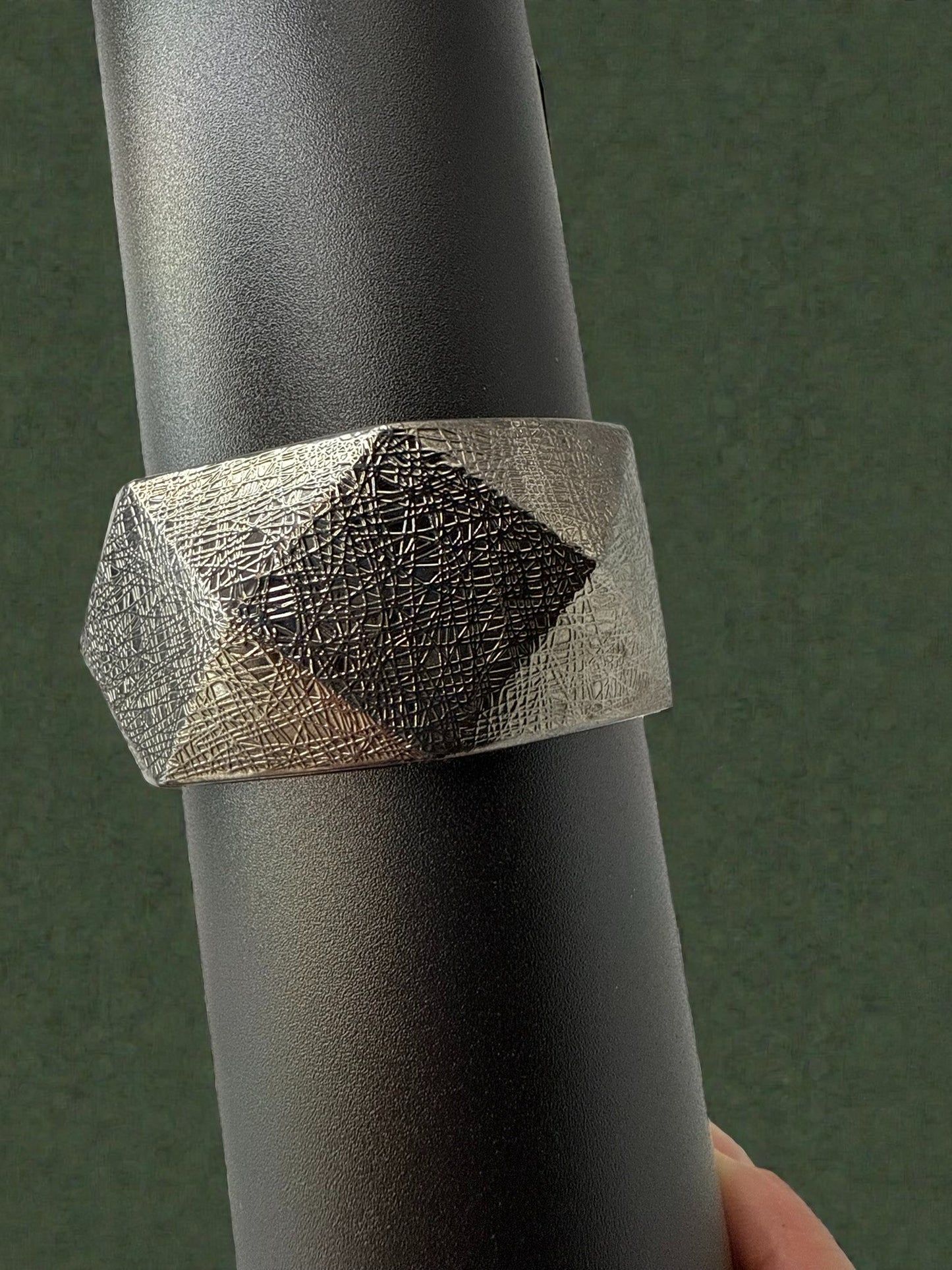 Vintage Textured Geo Clamper Bracelet 6.5"