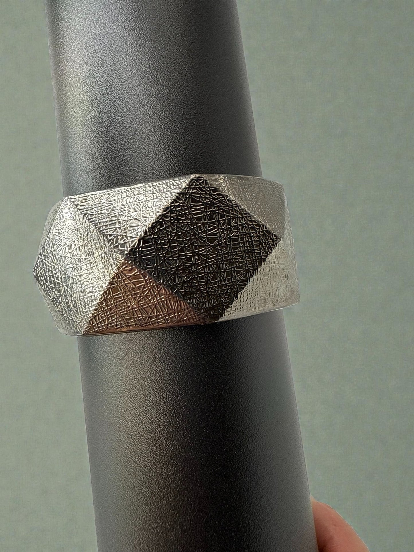 Vintage Textured Geo Clamper Bracelet 6.5"