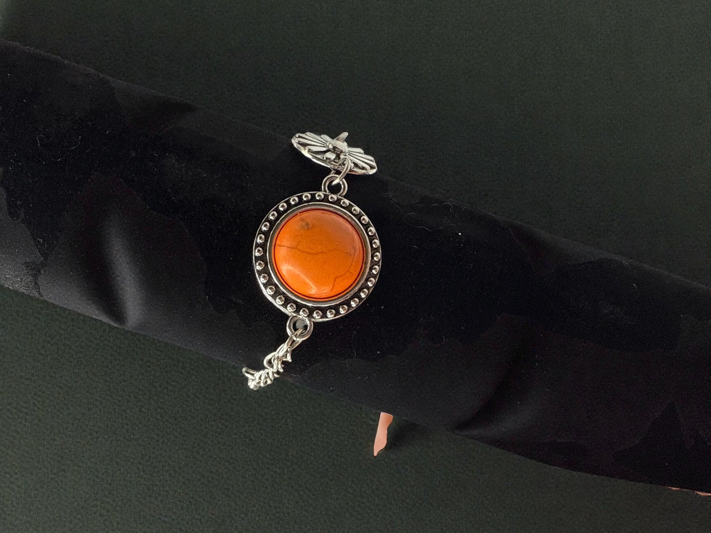 Vintage Autumn Medallion Statement Bracelet 6.75-8.25"