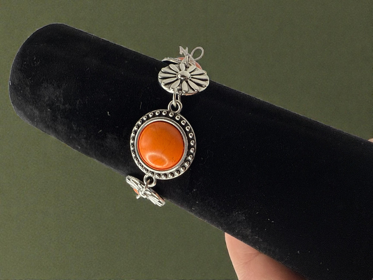 Vintage Autumn Medallion Statement Bracelet 6.75-8.25"