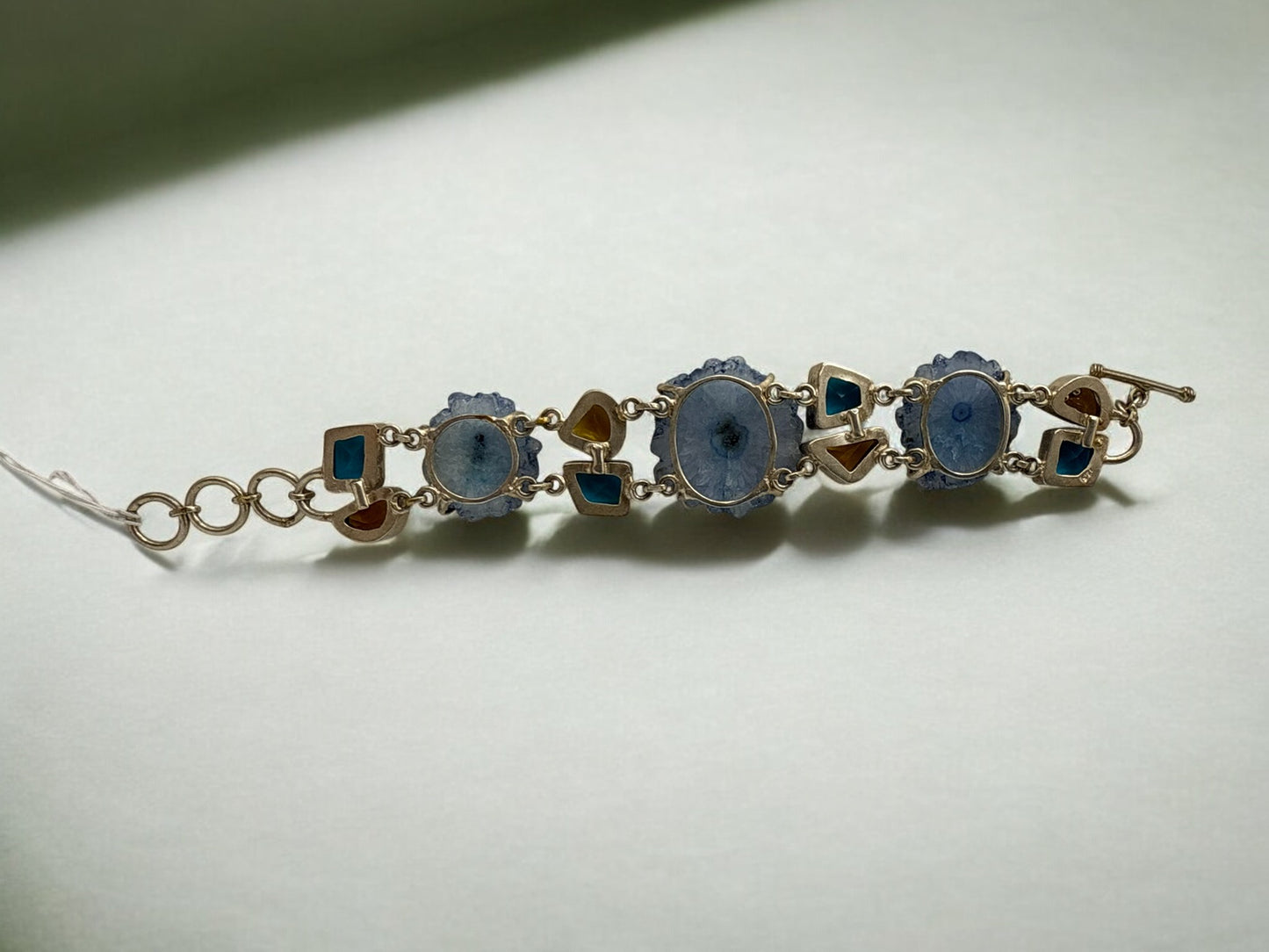 Vintage Blue Solar Quartz Gemstone Toggle Bracelet 6.5-8"