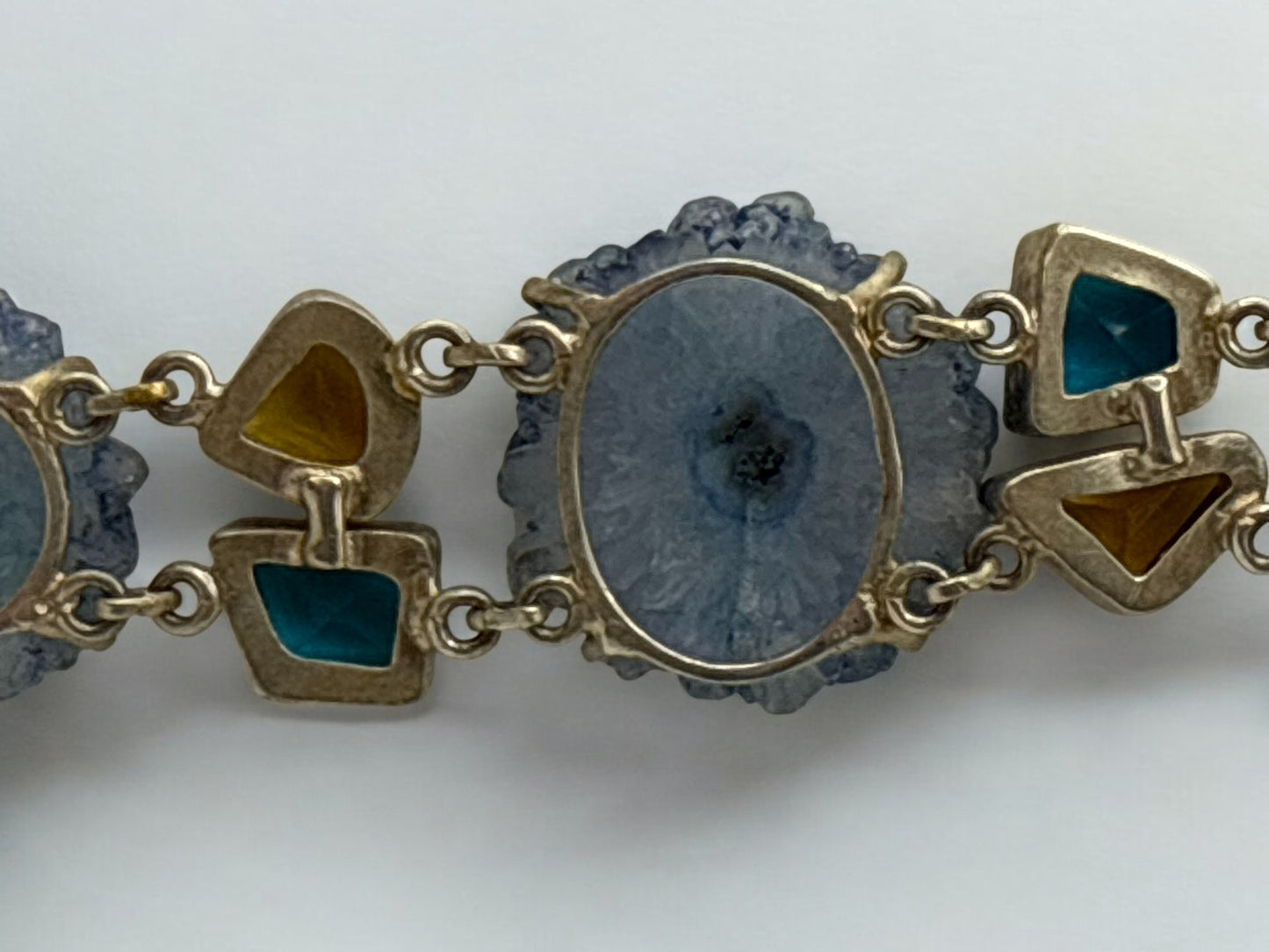 Vintage Blue Solar Quartz Gemstone Toggle Bracelet 6.5-8"