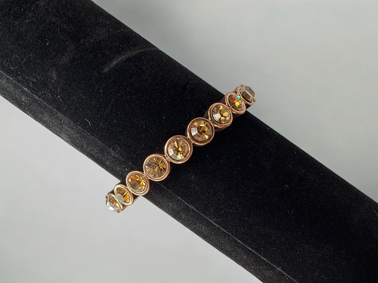 Vintage Copper Glow Crystal Bangle 8"