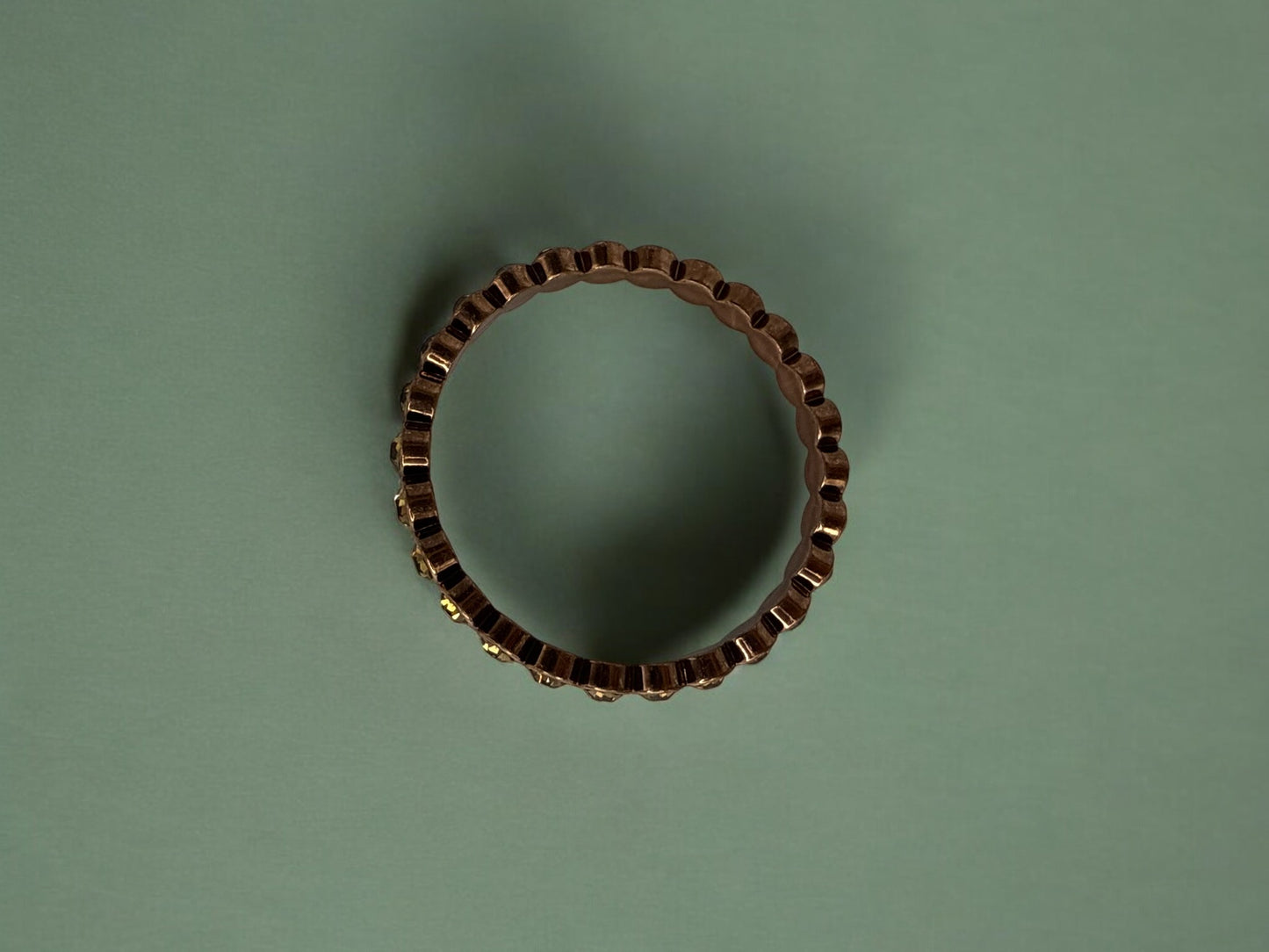 Vintage Copper Glow Crystal Bangle 8"