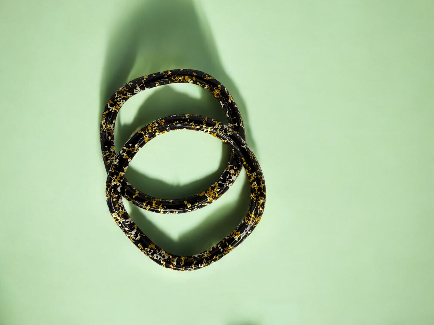 Vintage Midnight Splatter Bangle Set 7.25"