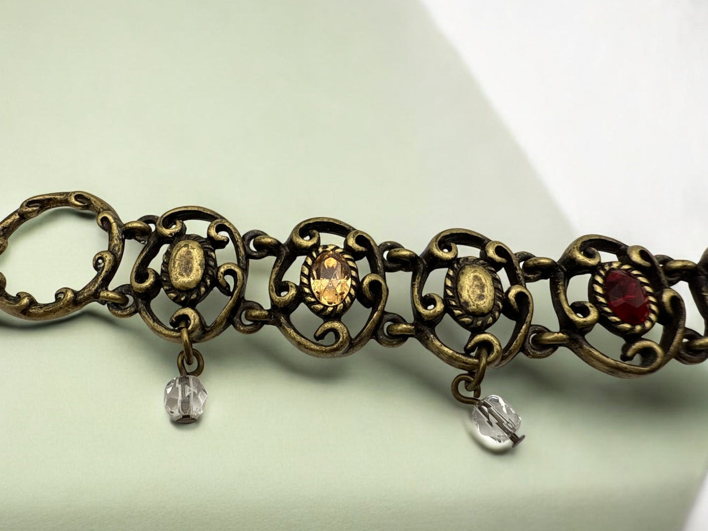 Vintage Vintage Mosaic Charm Bracelet 7"