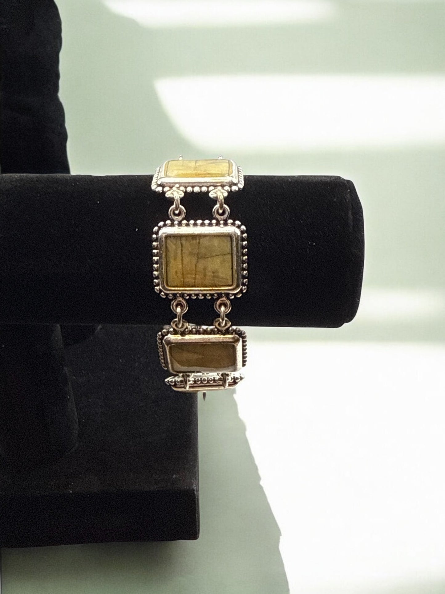 Vintage Earthbound Square Mother-of-Pearl Bracelet 7"