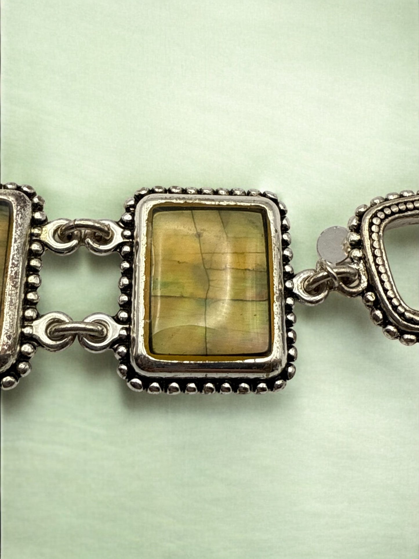 Vintage Earthbound Square Mother-of-Pearl Bracelet 7"