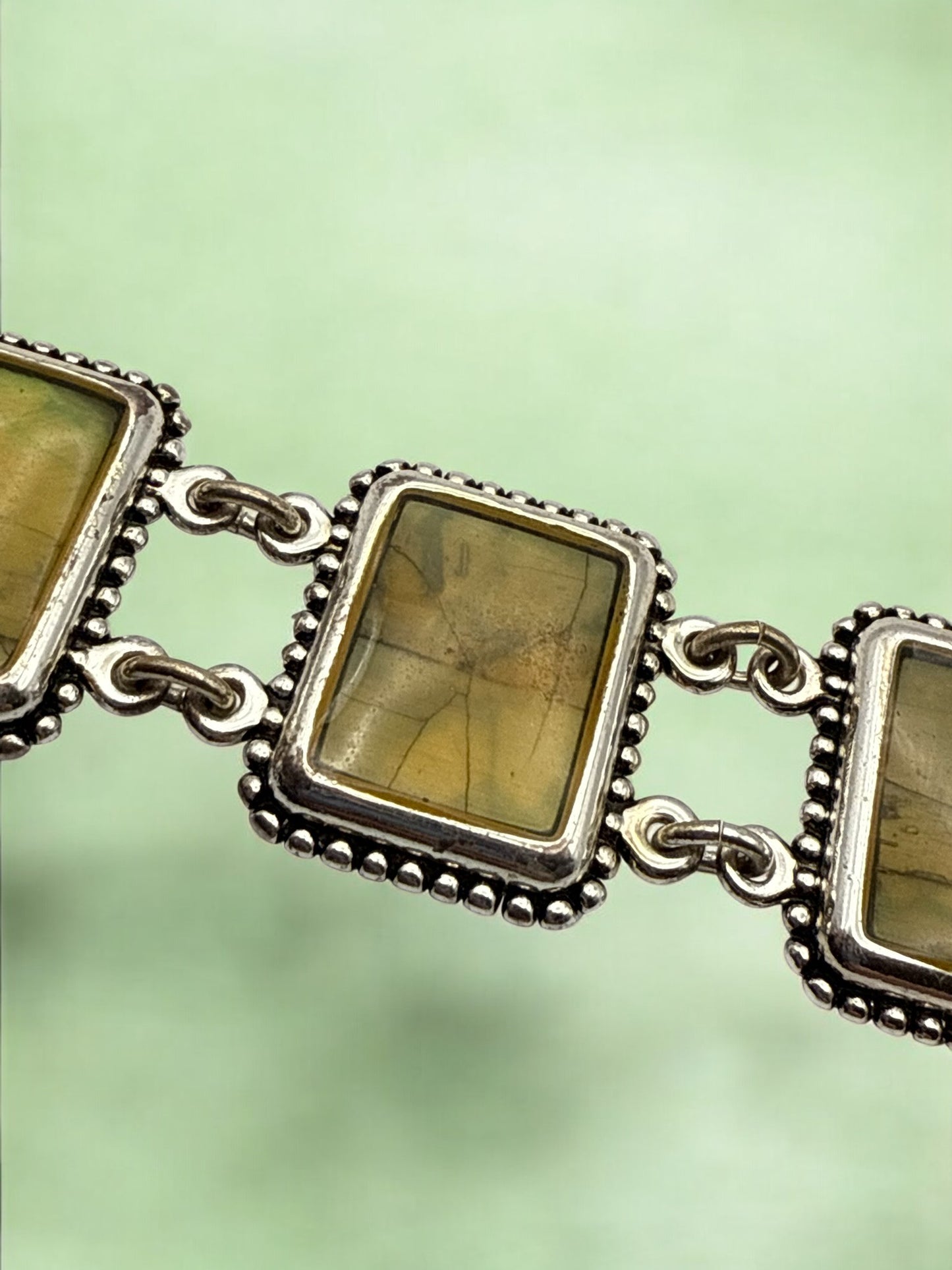 Vintage Earthbound Square Mother-of-Pearl Bracelet 7"