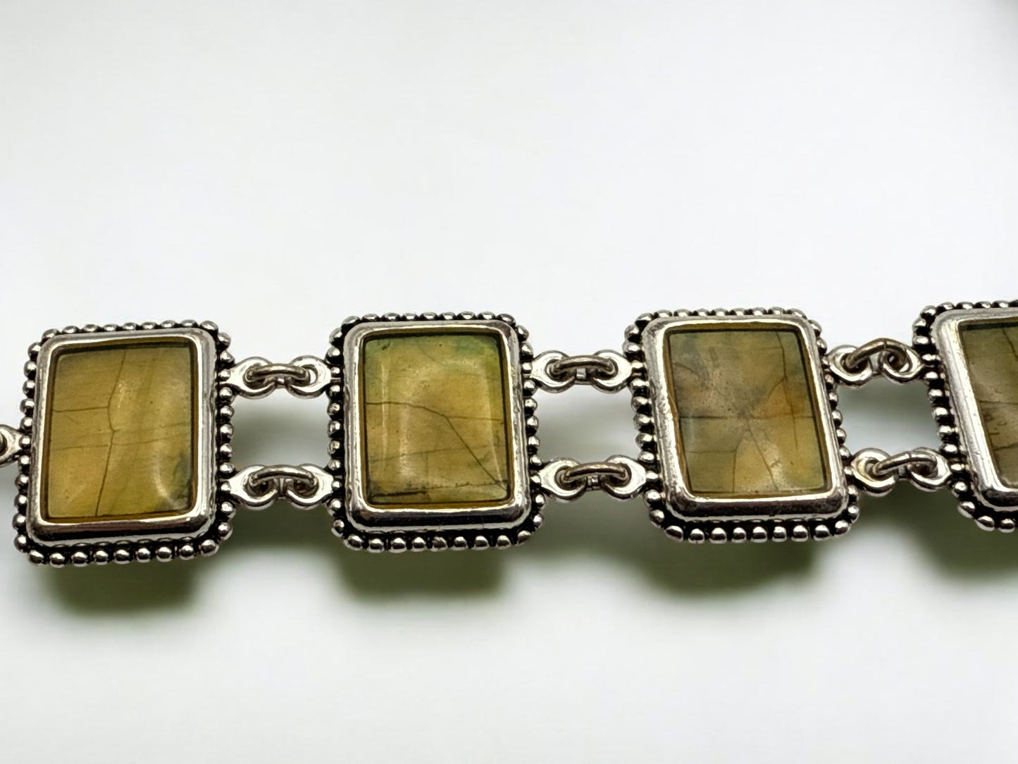Vintage Earthbound Square Mother-of-Pearl Bracelet 7"
