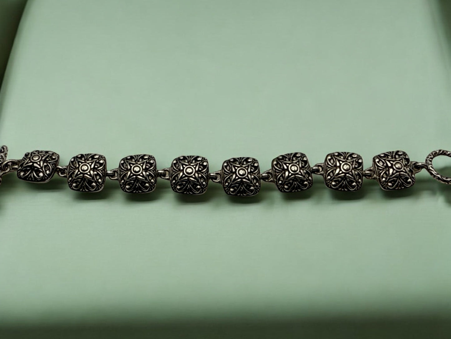 Vintage Antique Scroll Tile Toggle Bracelet 7.25"