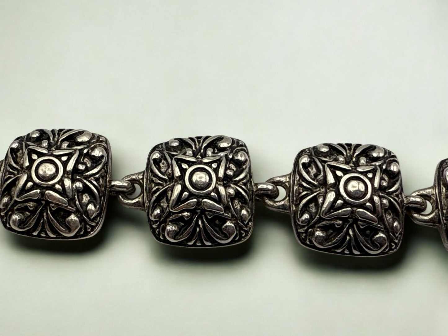 Vintage Antique Scroll Tile Toggle Bracelet 7.25"