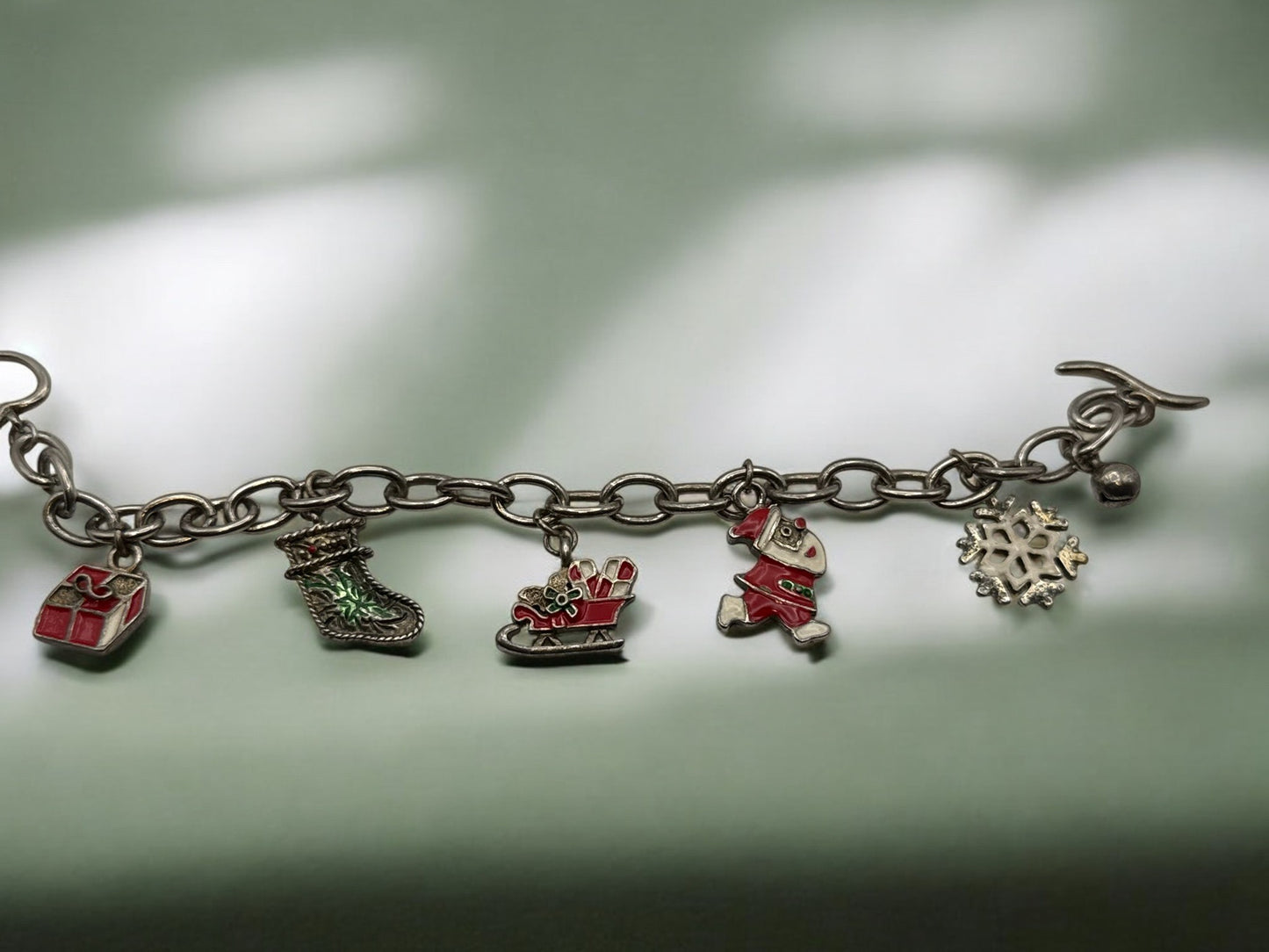 Vintage Holiday Cheer Charm Bracelet 6.75"