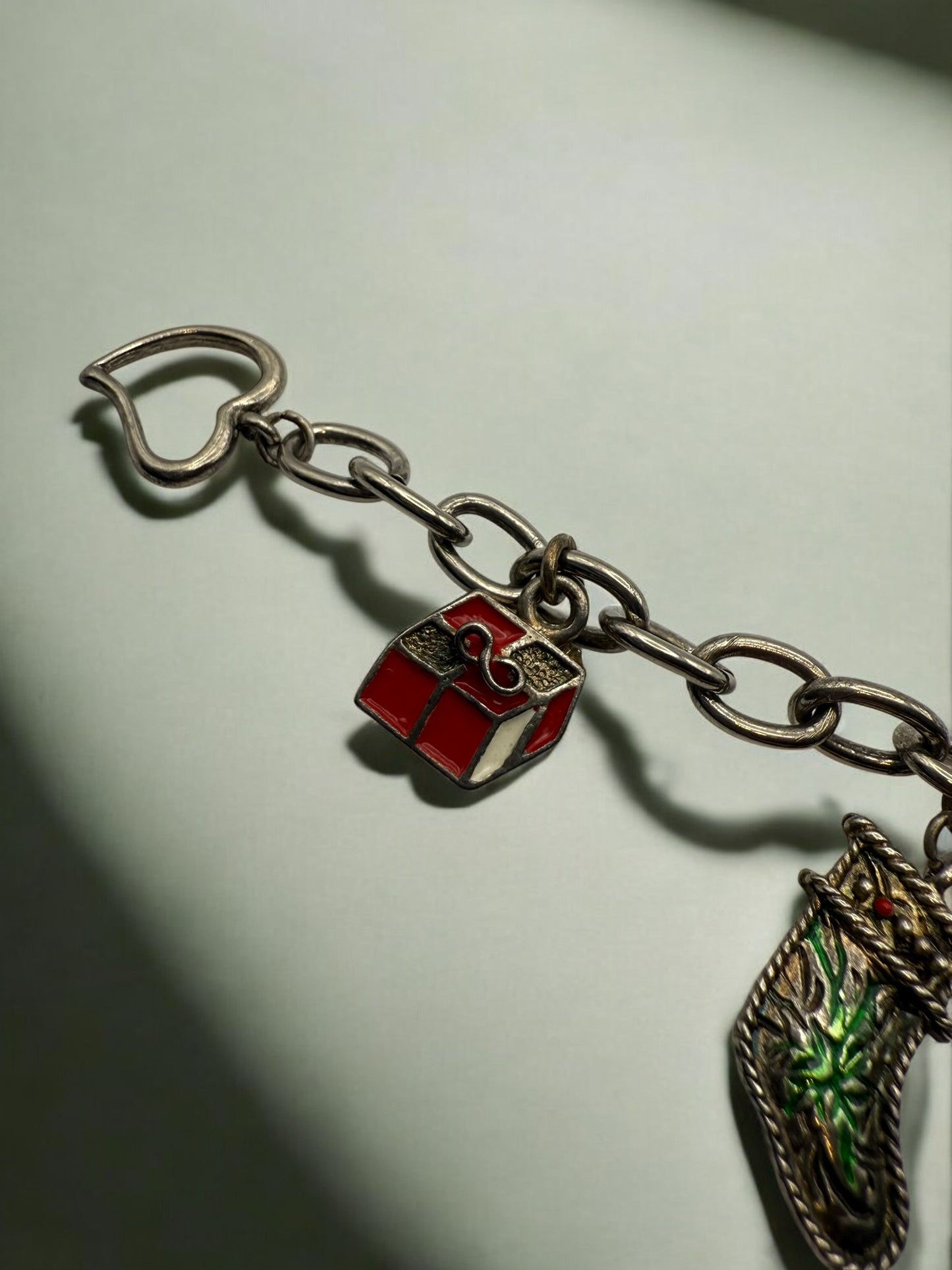 Vintage Holiday Cheer Charm Bracelet 6.75"