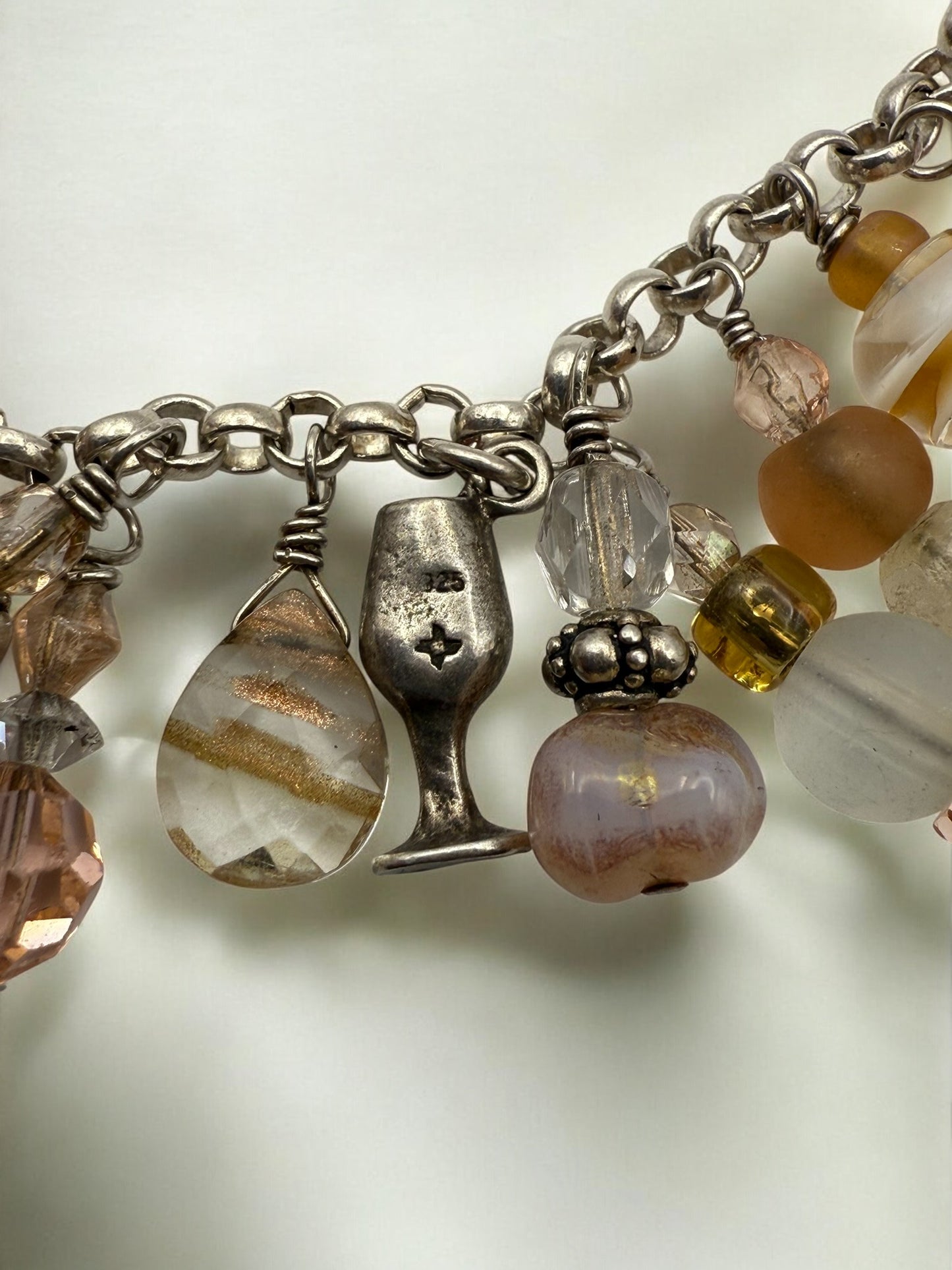 Vintage Rosé Reverie Wine Charm Bracelet 6.5"