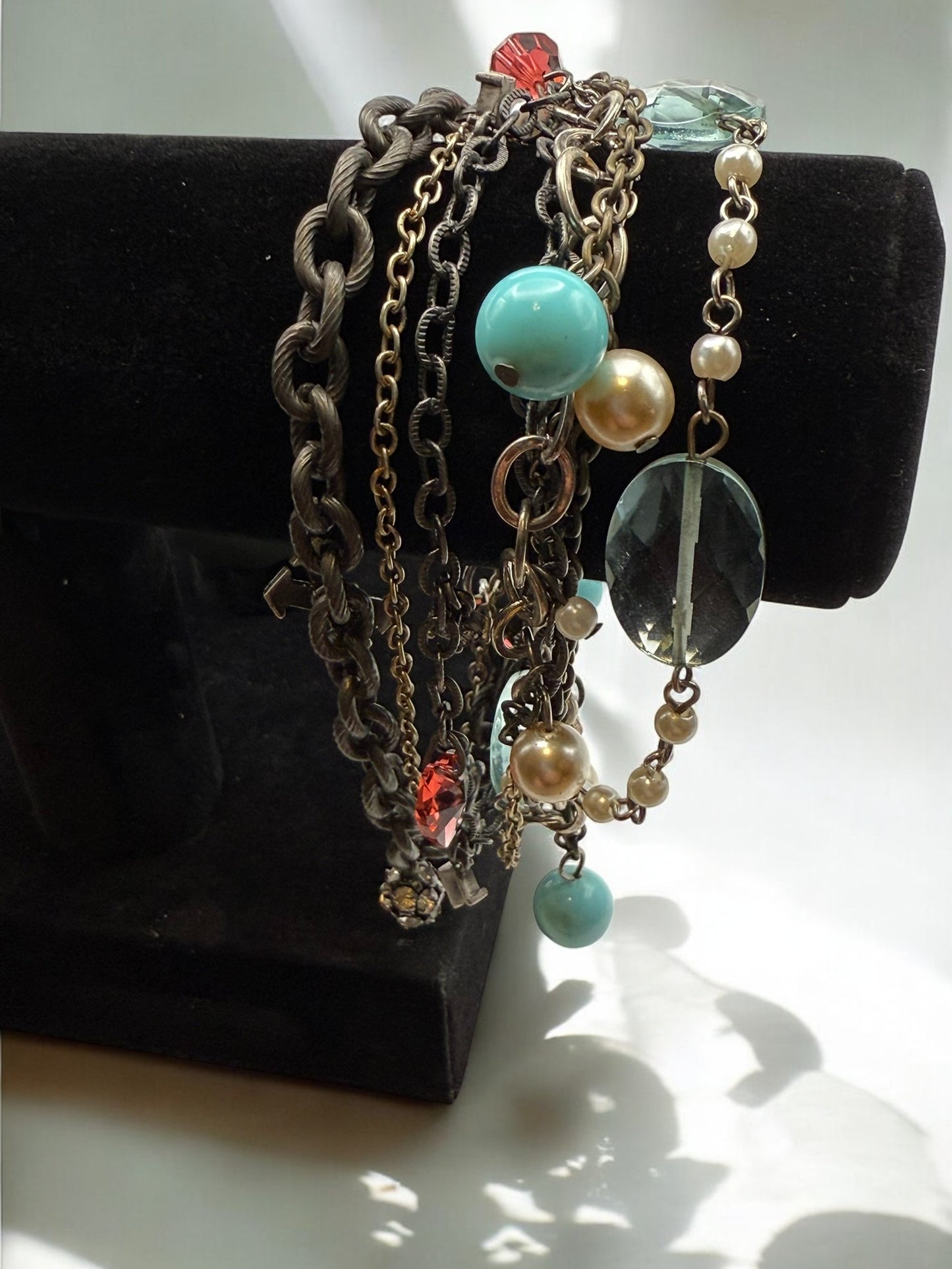 Vintage Coastal Layered Chain Bracelet 7"