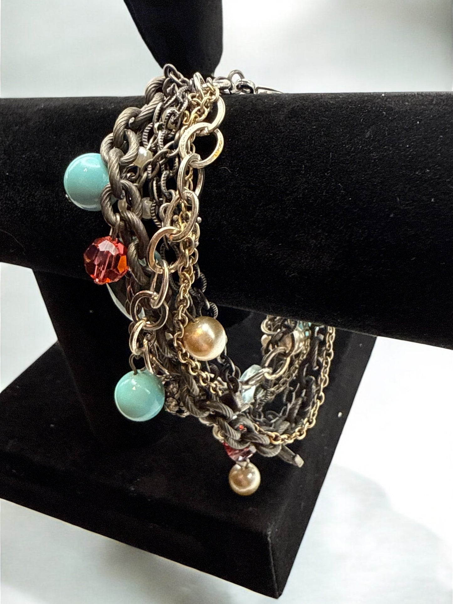 Vintage Coastal Layered Chain Bracelet 7"