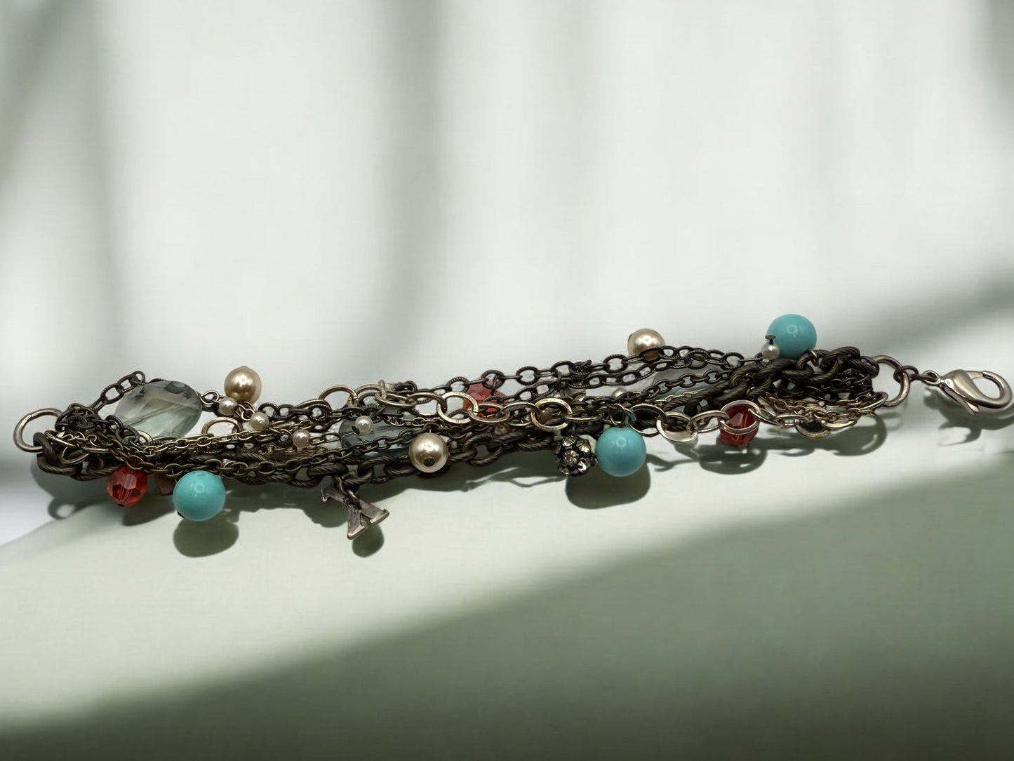 Vintage Coastal Layered Chain Bracelet 7"