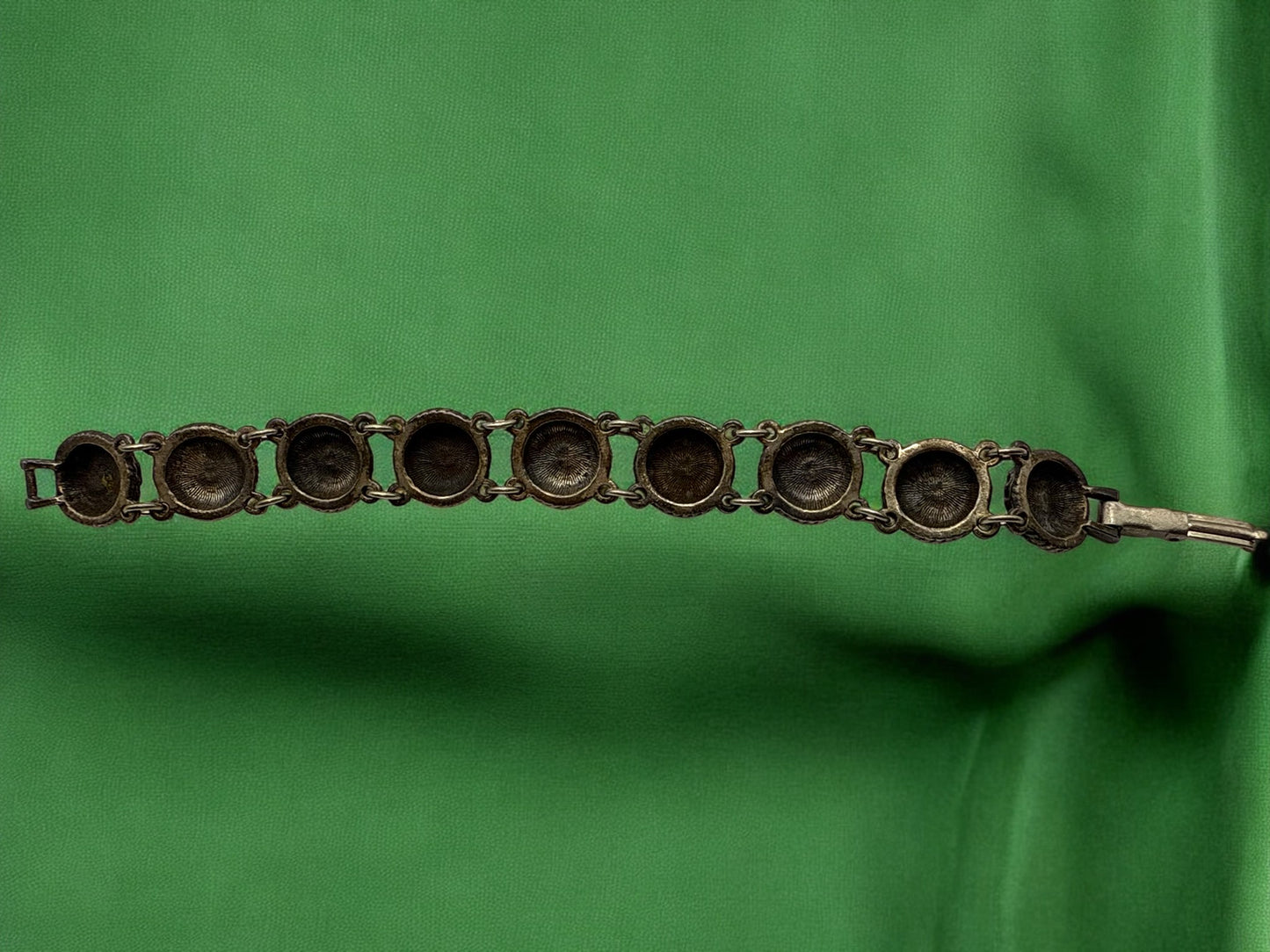 Vintage Crimson Cabochon Link Bracelet 6.75"