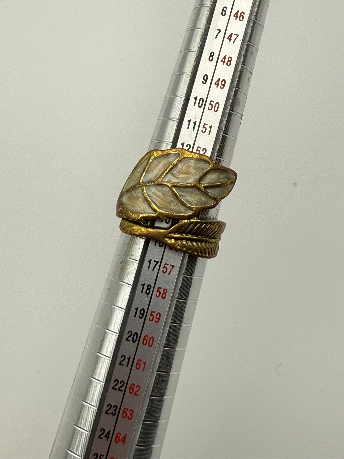 Vintage Gilded Leaf Wrap Ring 7.25