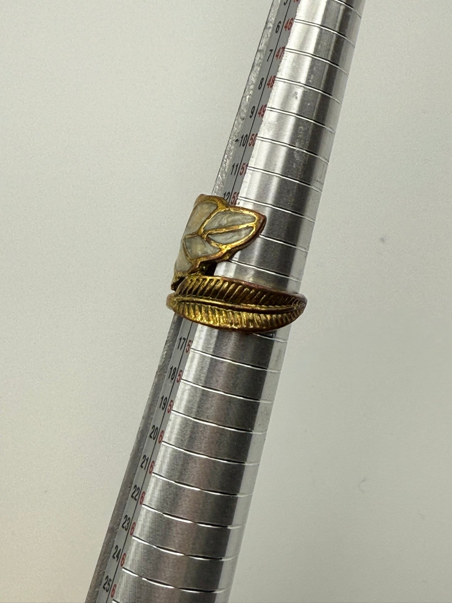 Vintage Gilded Leaf Wrap Ring 7.25